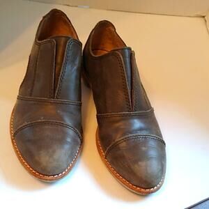 ALL BLACK Leather Distressed Loafer Mossy Color Size 37.5 or approx 8.5